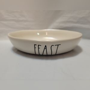 Rae Dunn FEAST Ivory Ceramic Small Cat/Dog Bowl NWOT